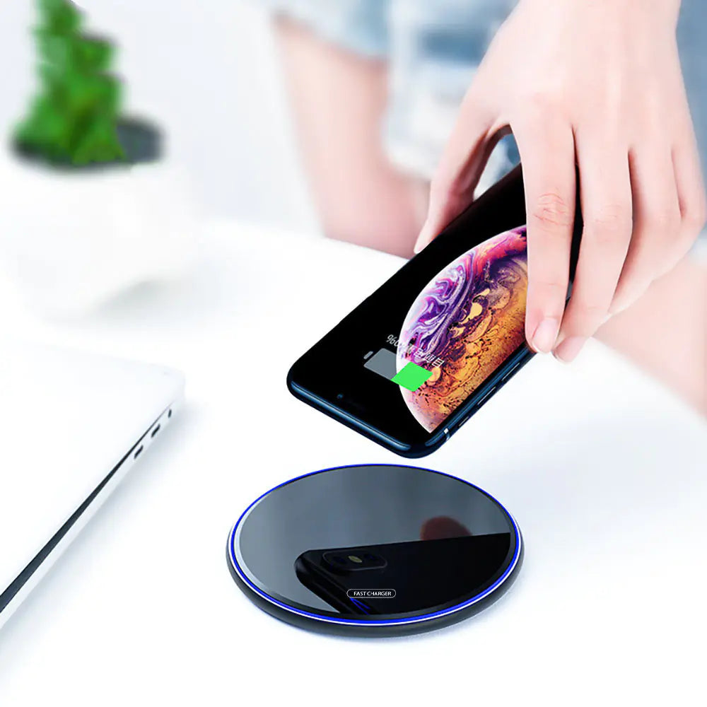 FDGAO 10W Metal Qi Wireless Charger with Mirror Finish
