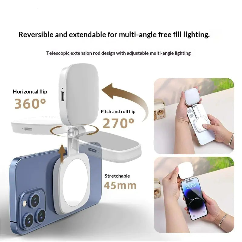 Magnetic Phone Fill Light with Makeup Mirror