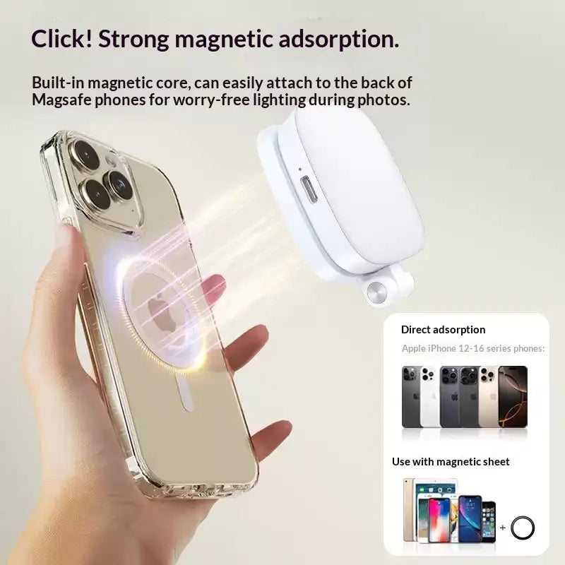 Magnetic Phone Fill Light with Makeup Mirror